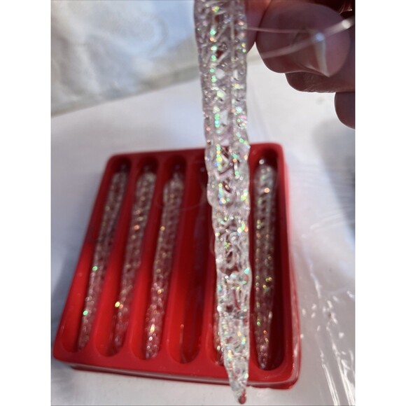 Spun Glass Christmas Icicle Ornaments 5.5" Set of 6 - Picture 3 of 6